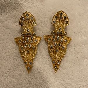 Vintage Gold w diamonds large clip ons